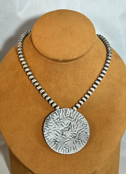 Sterling Silver Disk and Bead Necklace by Gloria Sawin