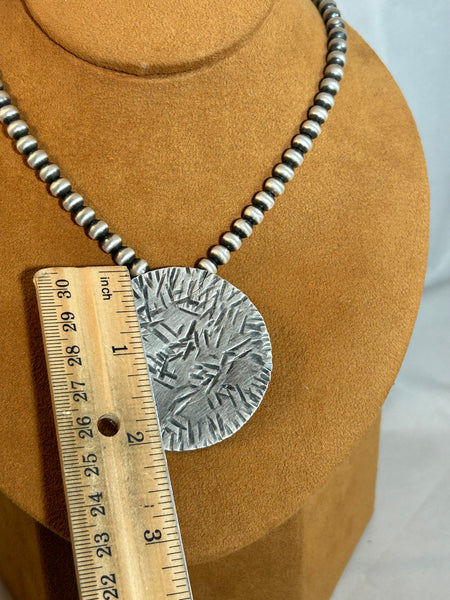 Sterling Silver Disk and Bead Necklace by Gloria Sawin