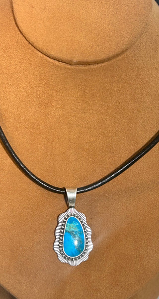 Turquoise Pendant on leather by Kevin Randall Studios