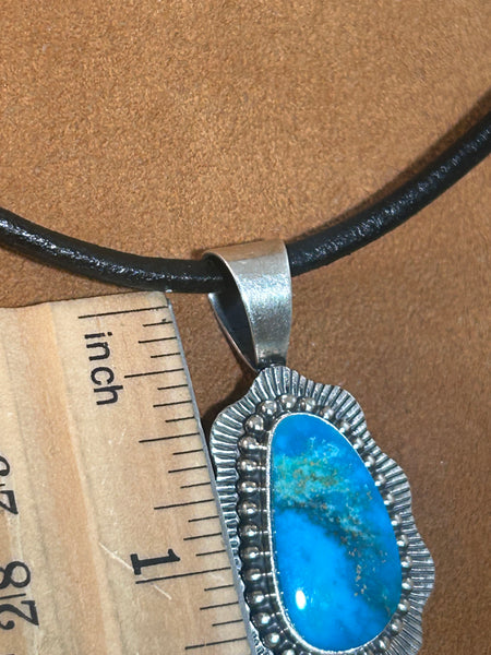 Turquoise Pendant on leather by Kevin Randall Studios