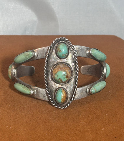 Unique Vintage Green Turquoise Cuff