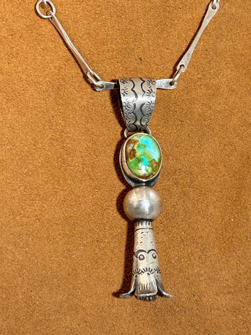 Sterling Silver Bar and Chain Squash Necklace by Jennifer Favour