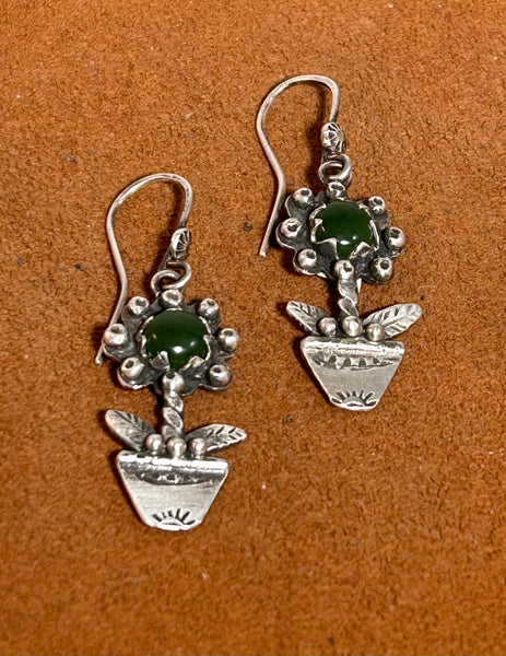Potted Plant Jade Earrings by Jennifer Favour