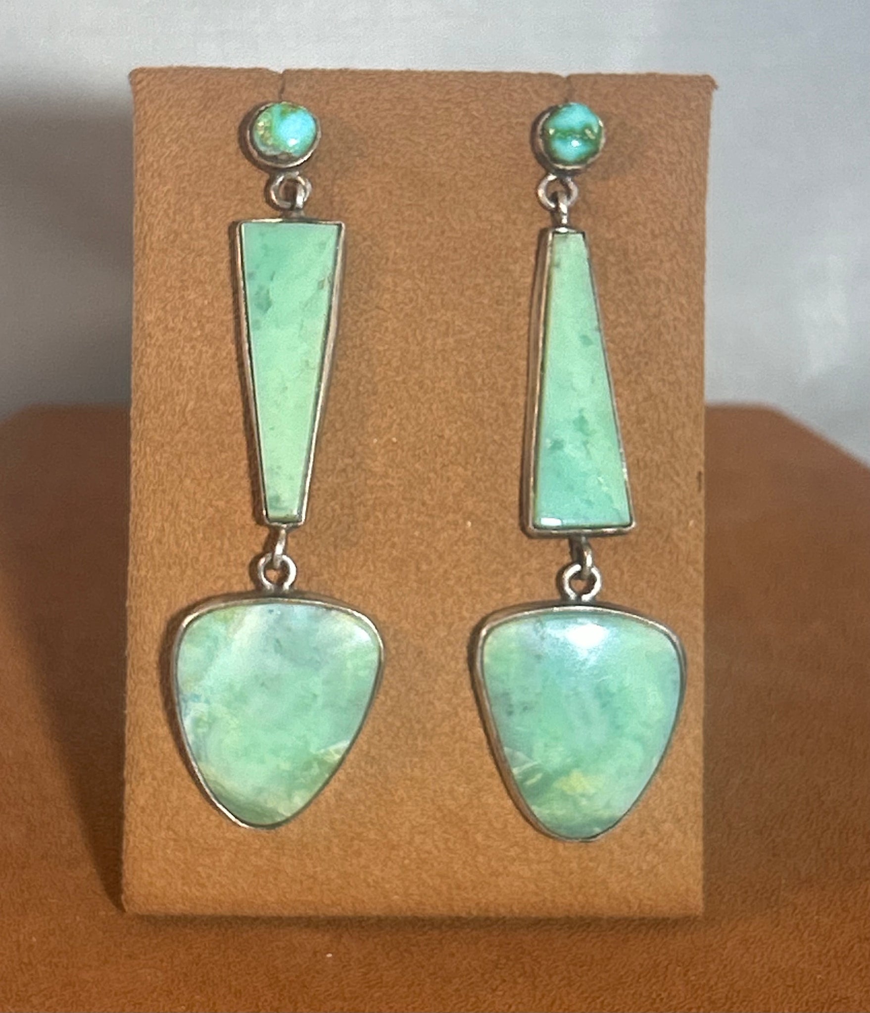 Pastel Green Asymetrical Earrings by Victoria Maase Stoll