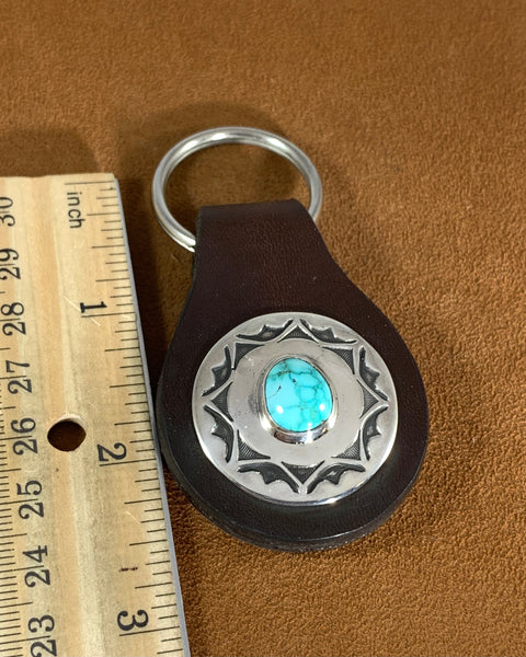 Silver and Turquoise Key Fob by Rick Montano