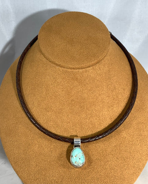 Leather Turquoise Choker by Rick Montaño