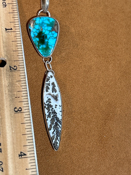 Turquoise and Agate Necklace by Dezbah Stumpff