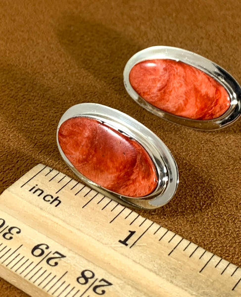 Redish Orange Spiny Oyster Earrings by Marie Jackson