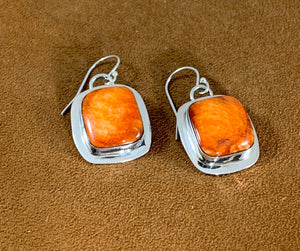 Square Orange Spiny Oyster Earrings by Marie Jackson