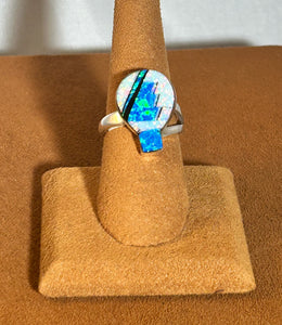 Blue Balloon Opal Inlay Ring by First American Traders