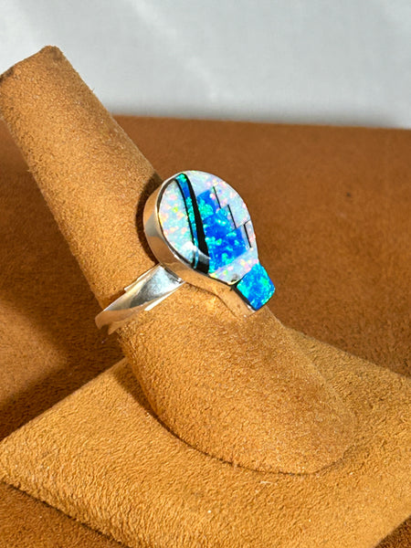 Blue Balloon Opal Inlay Ring by First American Traders