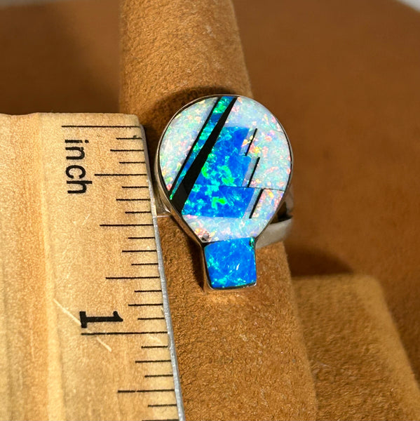 Blue Balloon Opal Inlay Ring by First American Traders