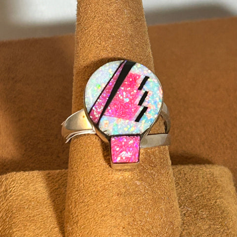 Pink Opal Inlay  Balloon Ring by First American Traders