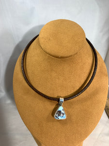 Leather and Golden Hill Turquoise Choker by Rick Montaño