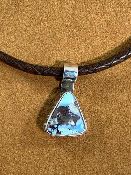 Leather and Golden Hill Turquoise Choker by Rick Montaño