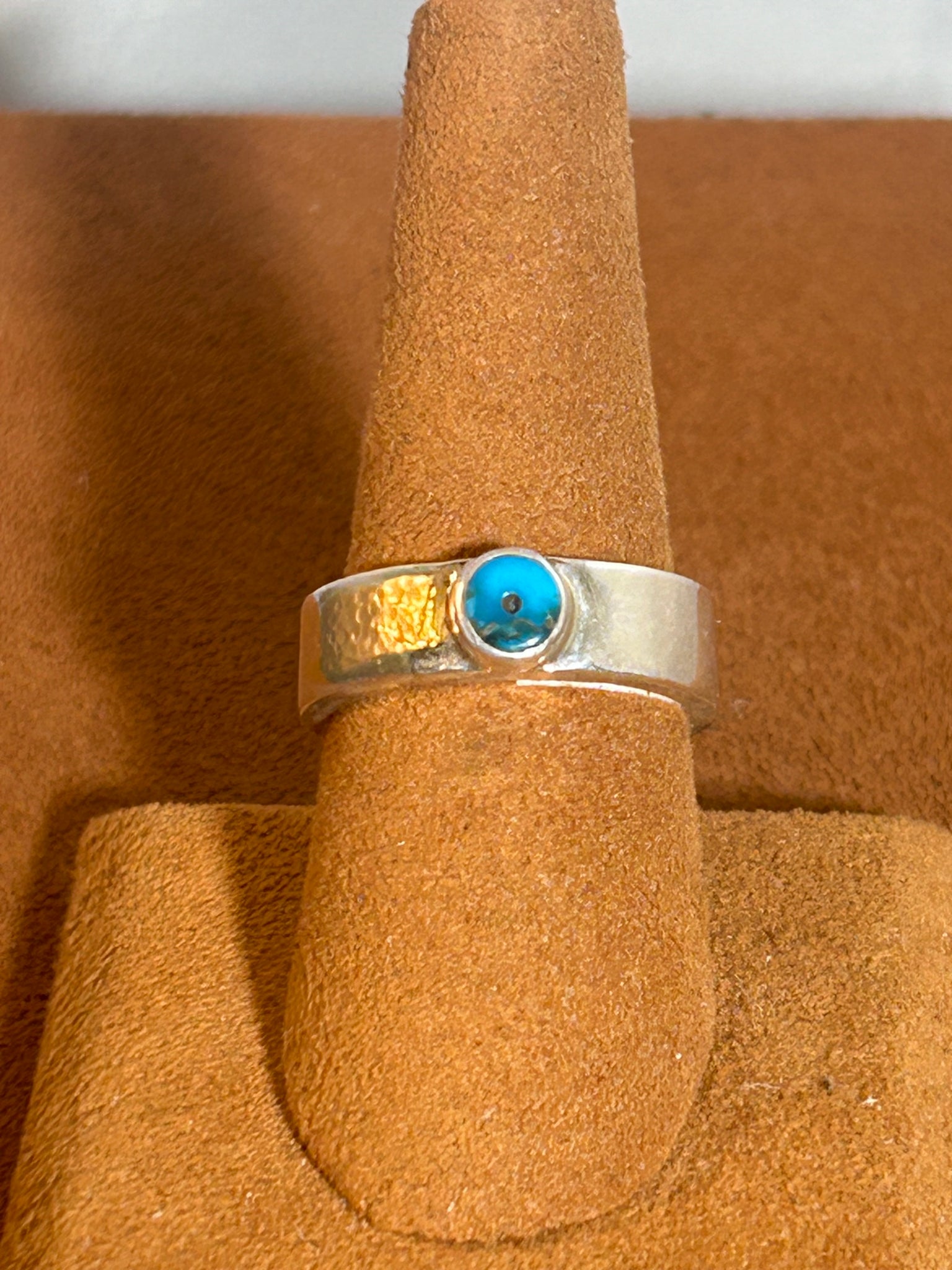 Turquoise, Silver and Gold Accented Ring by Dezbah Stumpff