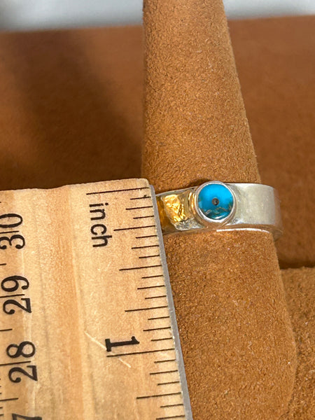 Turquoise, Silver and Gold Accented Ring by Dezbah Stumpff