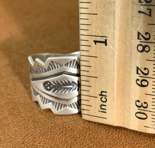 Small Feather Stamped Ring by Jeanette Nelson