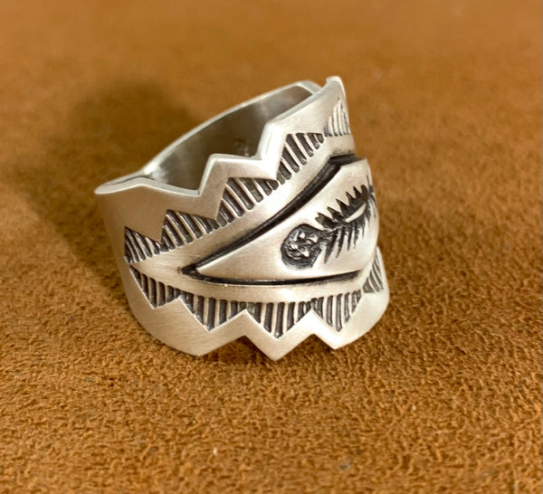 Small Feather Stamped Ring by Jeanette Nelson