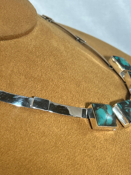 Flowing Five Stone Turquoise Necklace by Burch Driver