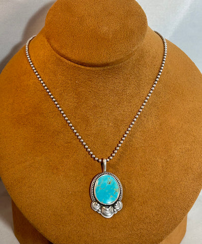 Kingman Turquoise Pendant Necklace by Keri Muñiz