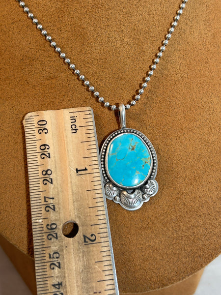 Kingman Turquoise Pendant Necklace by Keri Muñiz