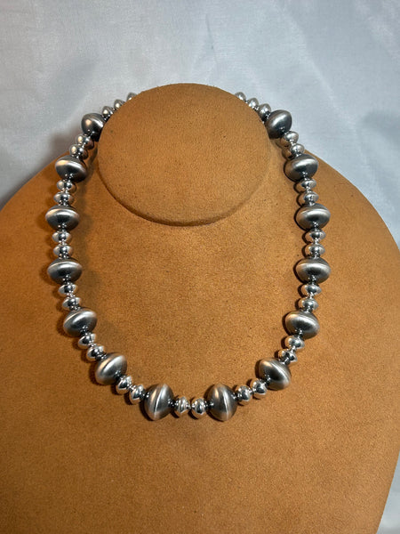 17" High Polish Double Alternating Navajo Bead Necklace by Ruby Haley