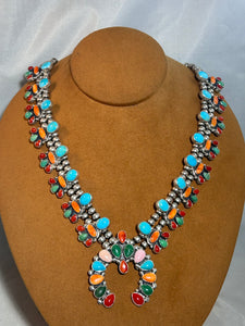 Multi-Colored Squash Blossom Necklace by Don Lucas