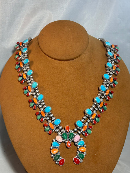 Multi-Colored Squash Blossom Necklace by Don Lucas