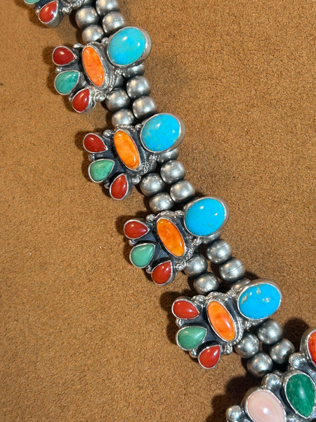 Multi-Colored Squash Blossom Necklace by Don Lucas