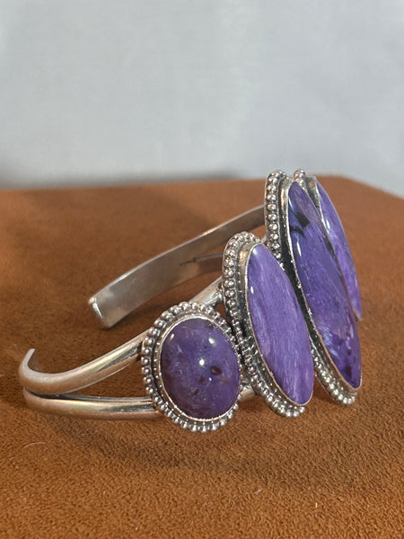 Charoite Five Stone Cuff by Don Lucas