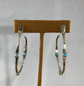 Large Inside and Out Turquoise Hoop Earrings by Richard Schmidt