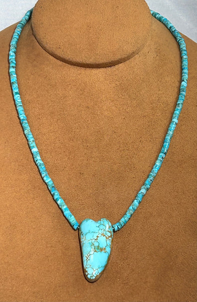 Turquoise Heart Heishi Necklace by Gloria Sawin