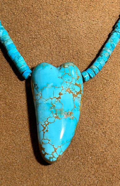 Turquoise Heart Heishi Necklace by Gloria Sawin
