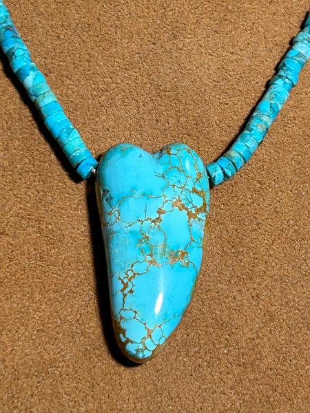 Turquoise Heart Heishi Necklace by Gloria Sawin