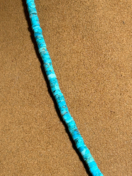 Turquoise Heart Heishi Necklace by Gloria Sawin