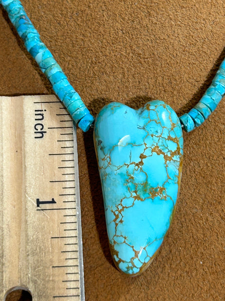 Turquoise Heart Heishi Necklace by Gloria Sawin