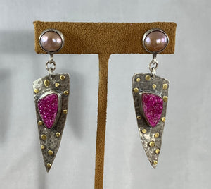 Pink Druzy Earrings by Victoria Maase Stoll