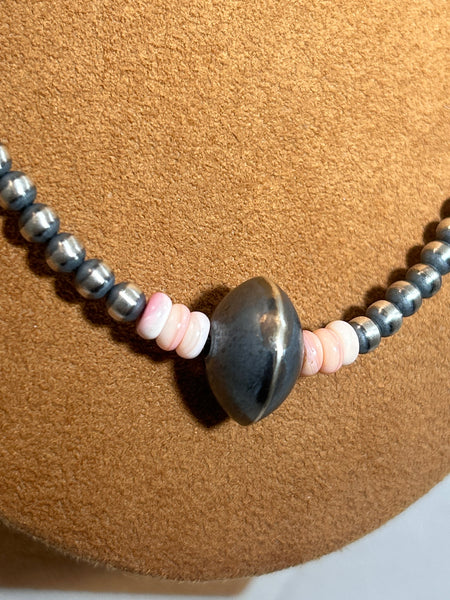 Classic Navajo Bead Necklace with Conch Shell Beads by First American Traders