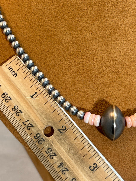 Classic Navajo Bead Necklace with Conch Shell Beads by First American Traders