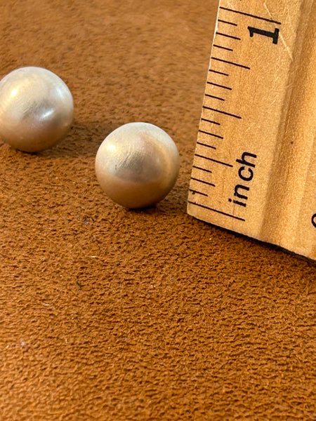 Silver Button Satin Finish Post Earrings by Kevin Randall Studios