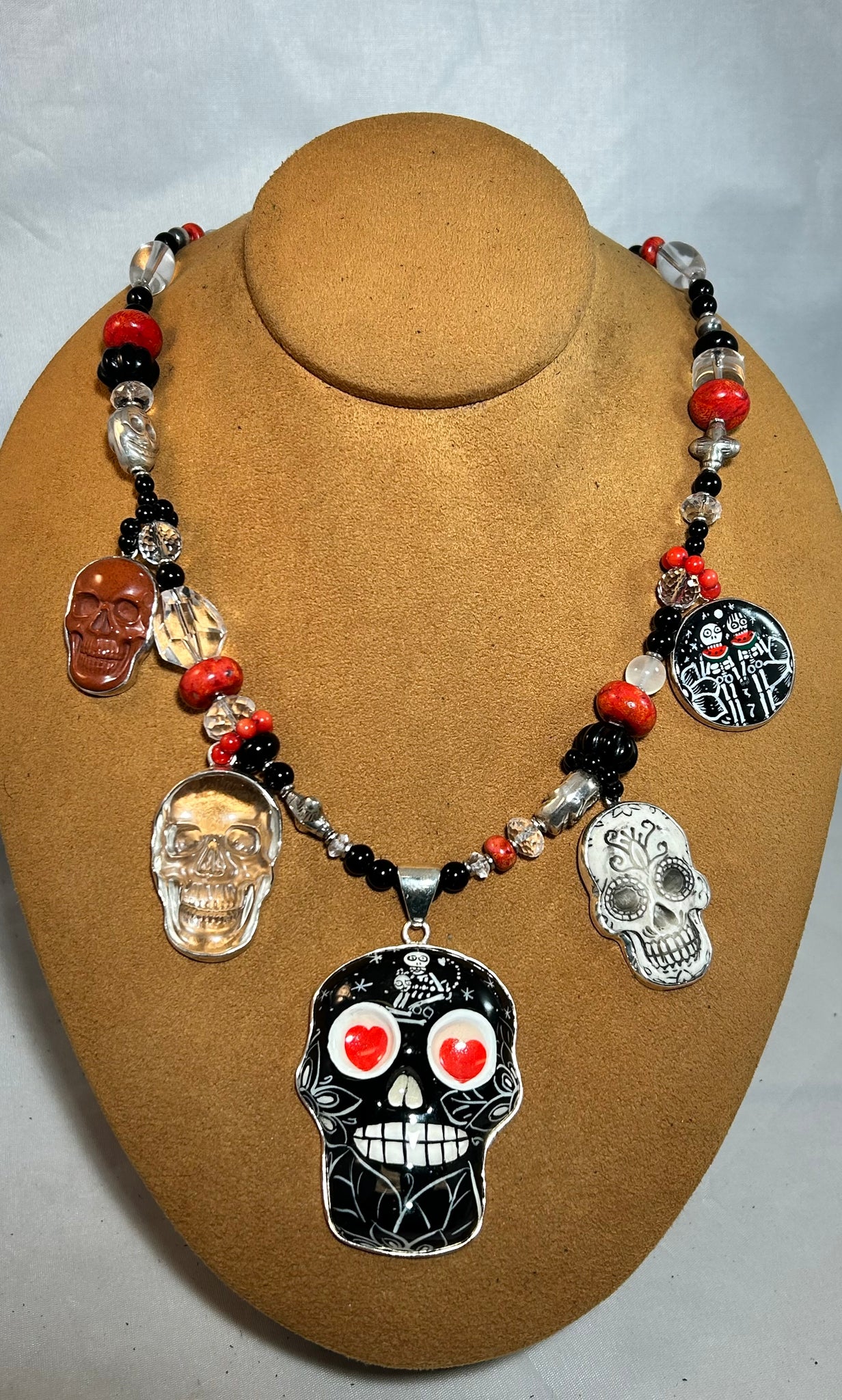 Day of the Dead Single Strand Treasure Necklace by Kim Yubeta