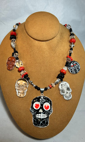 Day of the Dead Single Strand Treasure Necklace by Kim Yubeta