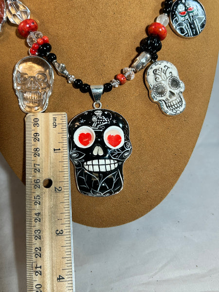 Day of the Dead Single Strand Treasure Necklace by Kim Yubeta