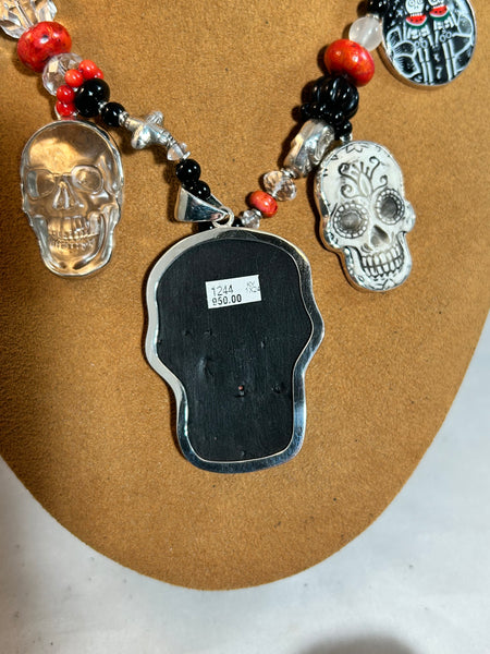 Day of the Dead Single Strand Treasure Necklace by Kim Yubeta