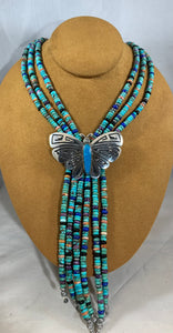 Three Strand Turquoise Butterfly Necklace by Mary Teller
