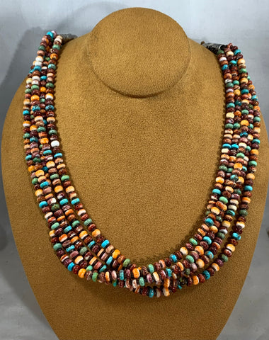 Five Strand Spiny Oyster Necklace by Jeanette Nelson