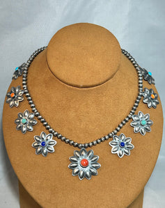 Flower Blossom Multi-Stone Necklace by Robert Johnson