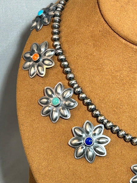 Flower Blossom Multi-Stone Necklace by Robert Johnson