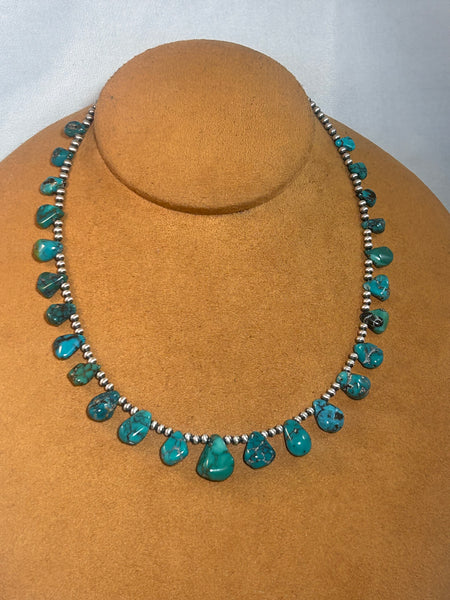 25 Stone Green Teardrop Turquoise Necklace by Kevin Randal Studios